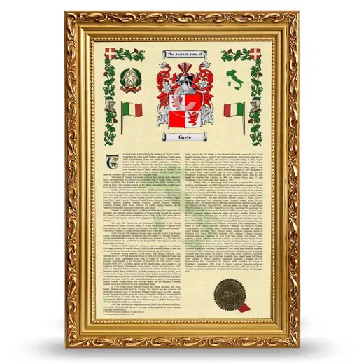 Gaete Armorial History Framed - Gold