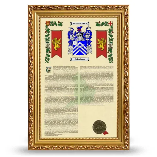 Gainsberry Armorial History Framed - Gold