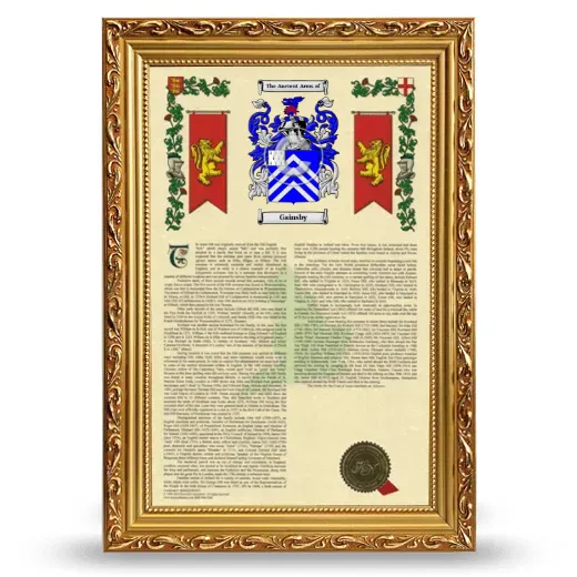 Gainsby Armorial History Framed - Gold