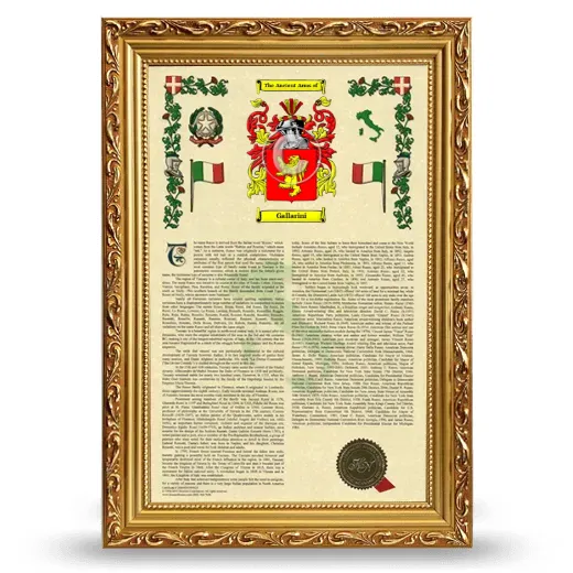 Gallarini Armorial History Framed - Gold
