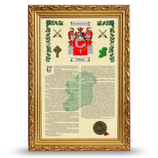 Gallavan Armorial History Framed - Gold