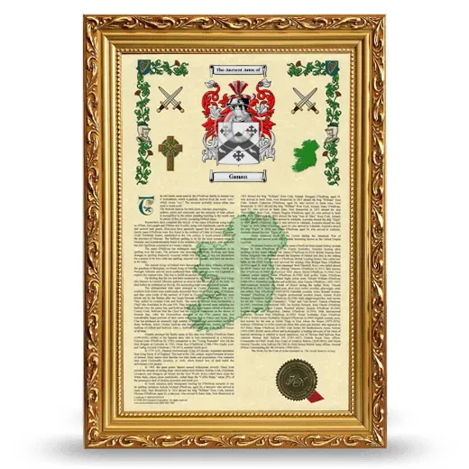 Ganan Armorial History Framed - Gold