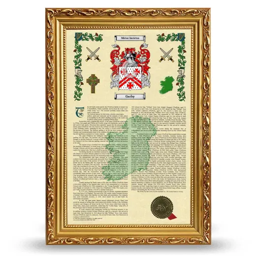 Garby Armorial History Framed - Gold
