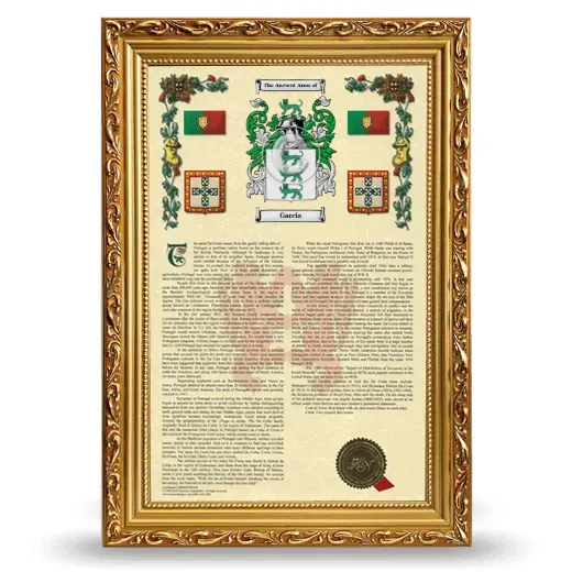 Garcia Armorial History Framed - Gold
