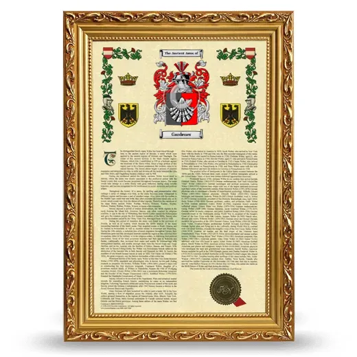 Gardener Armorial History Framed - Gold