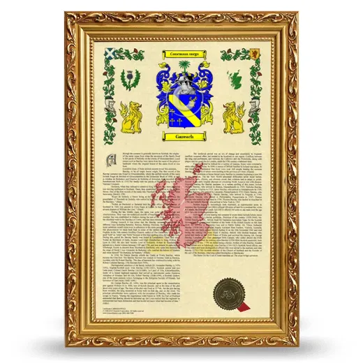 Gareach Armorial History Framed - Gold