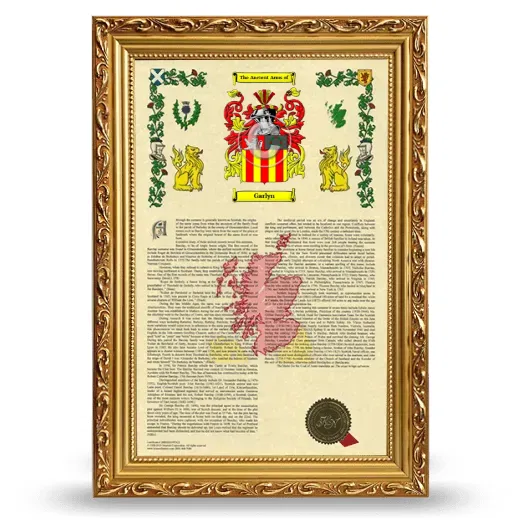 Garlyn Armorial History Framed - Gold