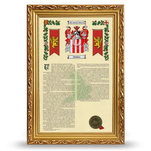 Garman Armorial History Framed - Gold