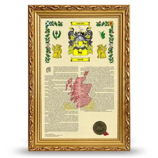 Garrik Armorial History Framed - Gold