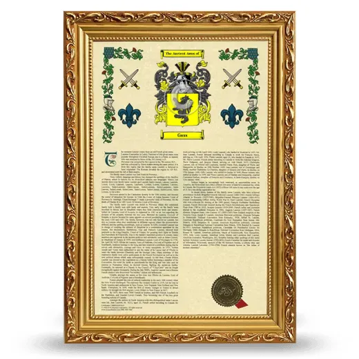 Gass Armorial History Framed - Gold