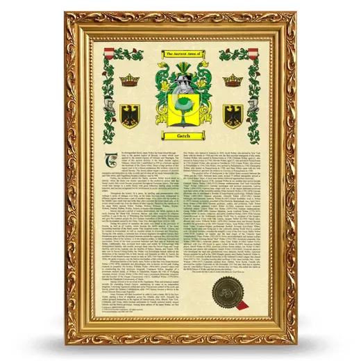 Gatch Armorial History Framed - Gold