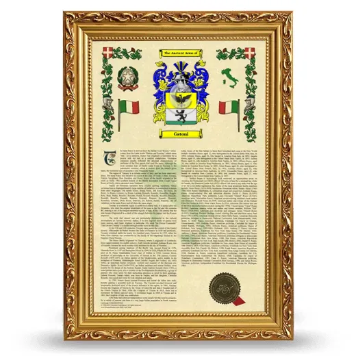 Gatoni Armorial History Framed - Gold