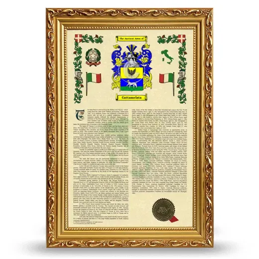 Gattamelata Armorial History Framed - Gold