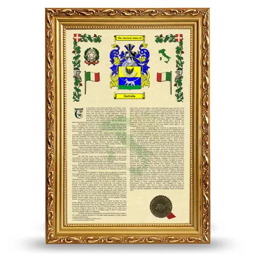 Gattola Armorial History Framed - Gold