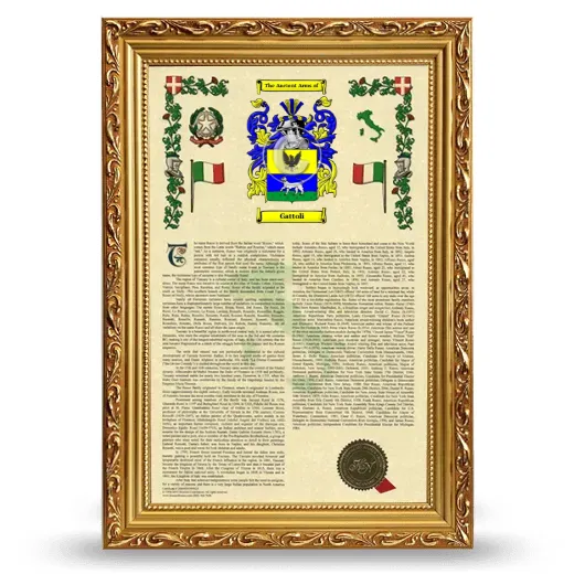Gattoli Armorial History Framed - Gold