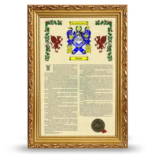 Gauent Armorial History Framed - Gold