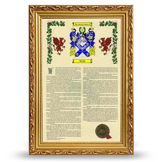 Gavín Armorial History Framed - Gold