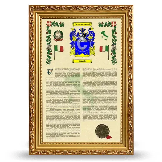 Gazzola Armorial History Framed - Gold