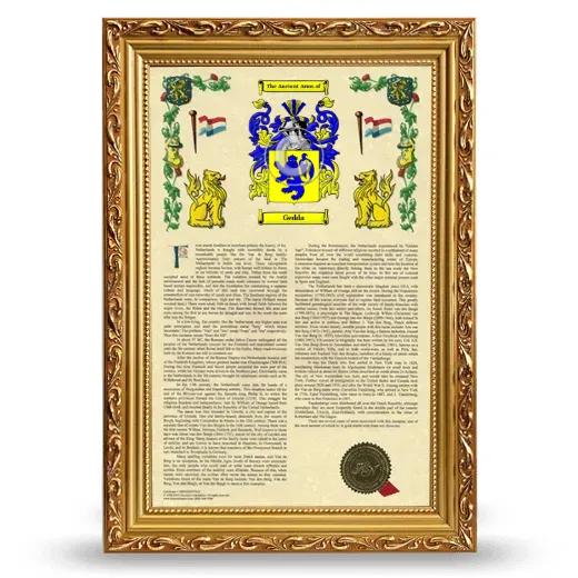 Gedda Armorial History Framed - Gold