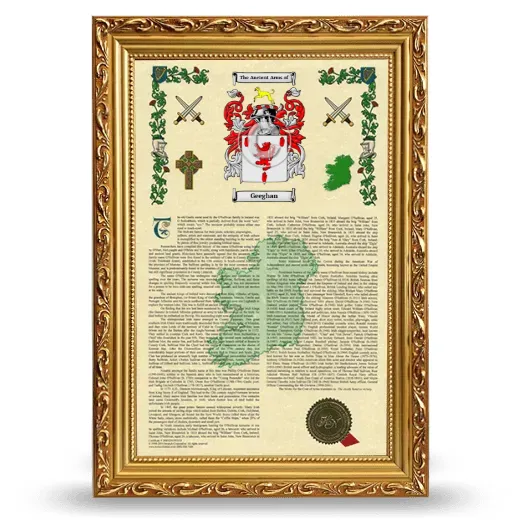 Geeghan Armorial History Framed - Gold
