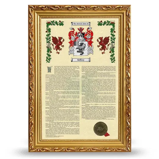 Geffrey Armorial History Framed - Gold