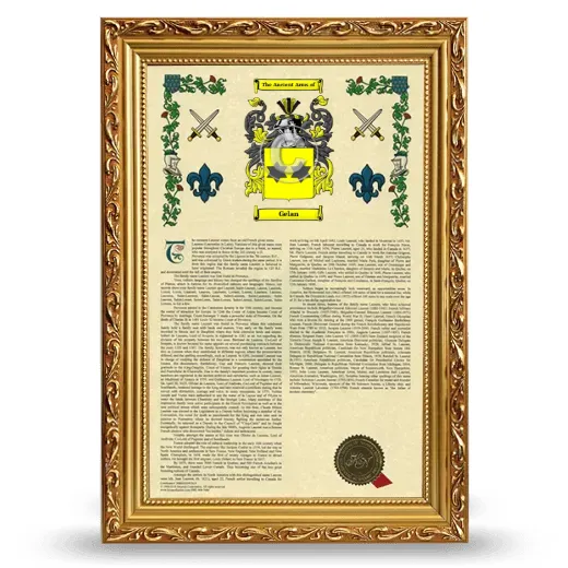 Gelan Armorial History Framed - Gold