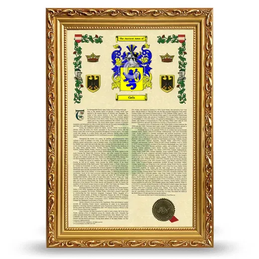 Gels Armorial History Framed - Gold