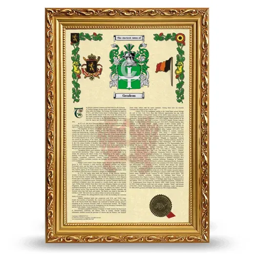 Gendron Armorial History Framed - Gold