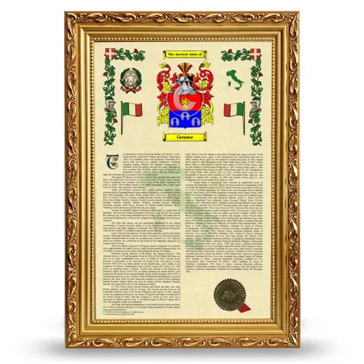 Genone Armorial History Framed - Gold