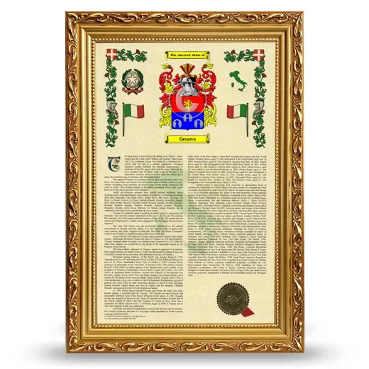 Genova Armorial History Framed - Gold