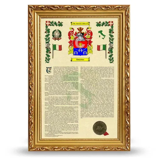 Genovar Armorial History Framed - Gold