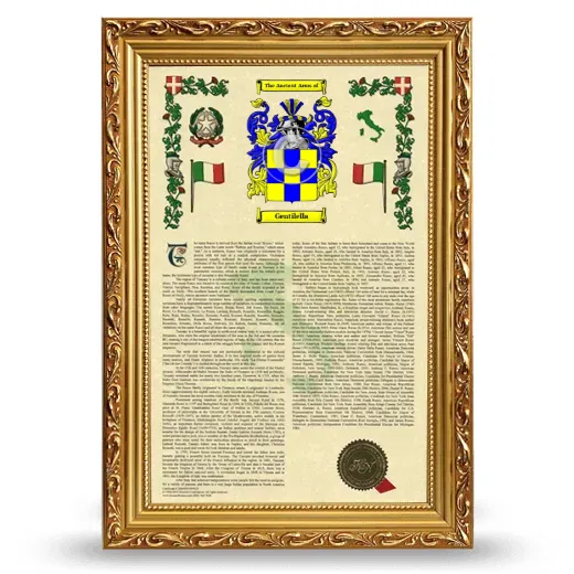 Gentilella Armorial History Framed - Gold