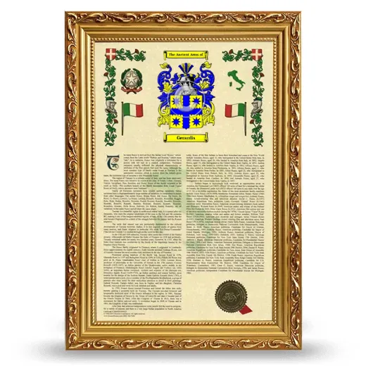 Gerardis Armorial History Framed - Gold