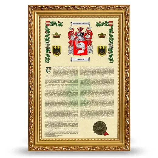 Gerhan Armorial History Framed - Gold