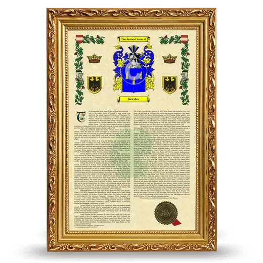 Gerster Armorial History Framed - Gold