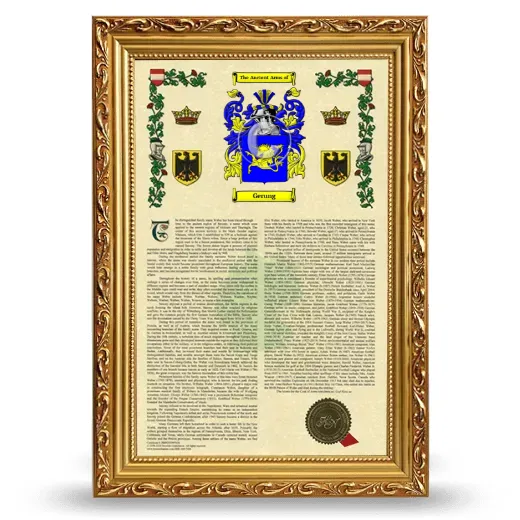 Gerung Armorial History Framed - Gold