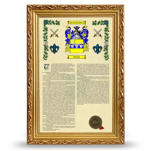Gervey Armorial History Framed - Gold