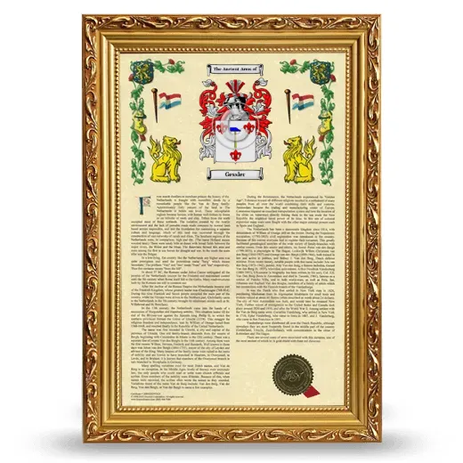 Gessler Armorial History Framed - Gold