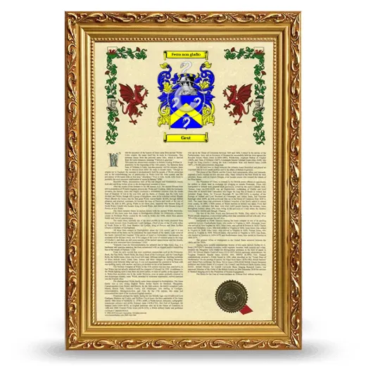 Gest Armorial History Framed - Gold