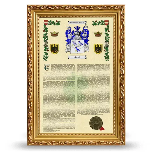 Gettel Armorial History Framed - Gold