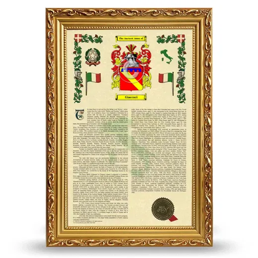 Giaccari Armorial History Framed - Gold