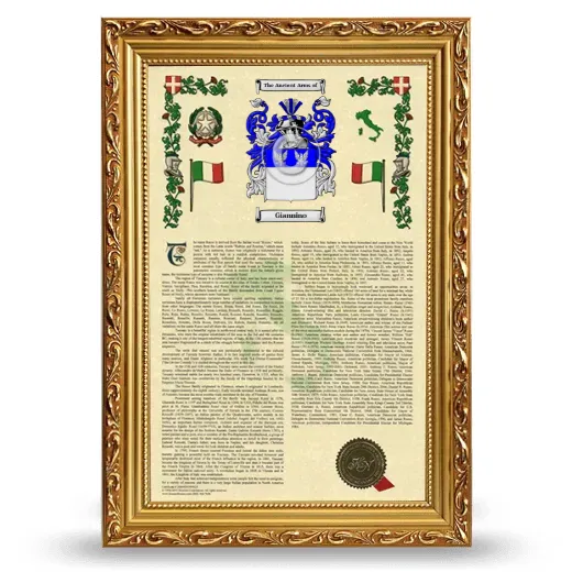 Giannino Armorial History Framed - Gold