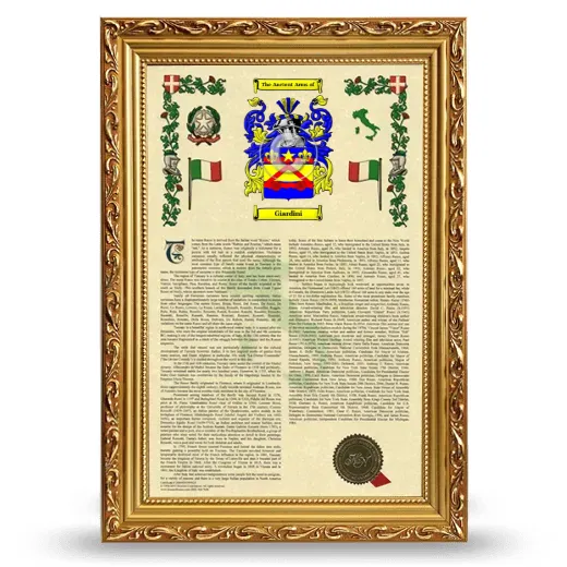 Giardini Armorial History Framed - Gold