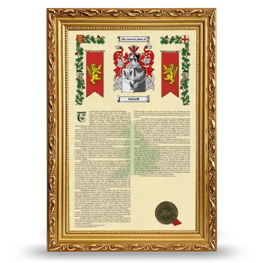 Gichell Armorial History Framed - Gold