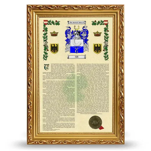 Gift Armorial History Framed - Gold