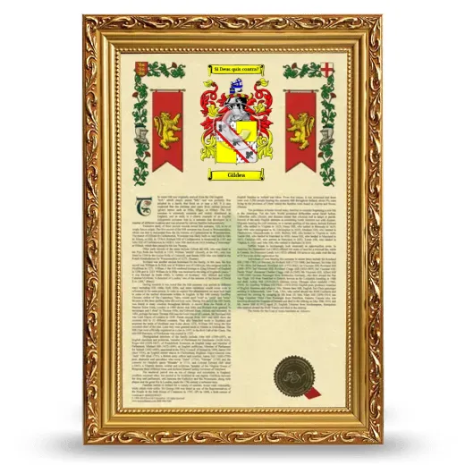 Gildea Armorial History Framed - Gold