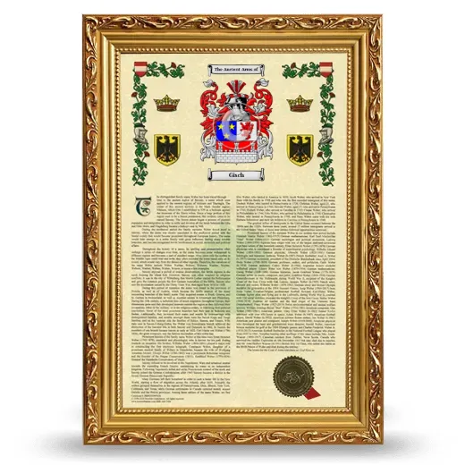 Gisch Armorial History Framed - Gold