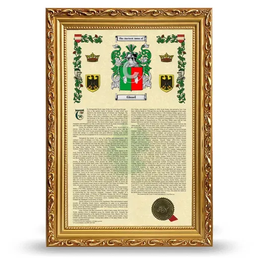 Gissel Armorial History Framed - Gold