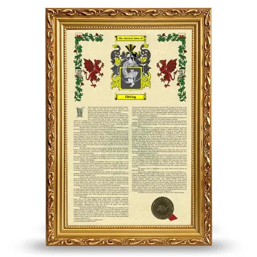 Gitting Armorial History Framed - Gold