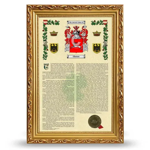 Glaeser Armorial History Framed - Gold